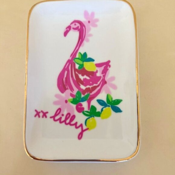 Lilly Pulitzer Trinket Dish Flamingo Motif - Picture 1 of 3